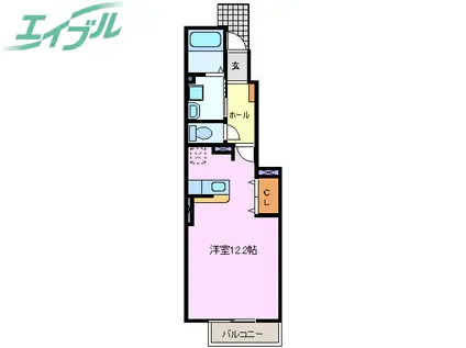 インサイドビレッジ(ワンルーム/1階)の間取り写真