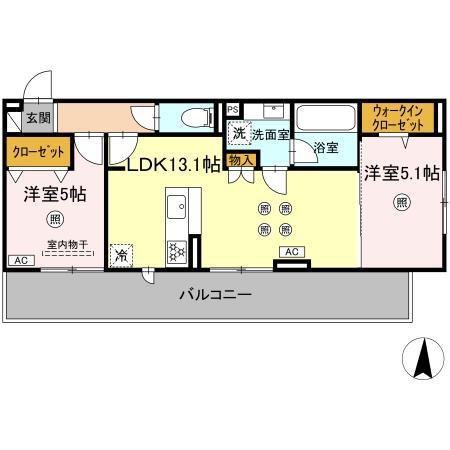 DーROOM今宿駅前1丁目(2LDK/2階)の間取り写真