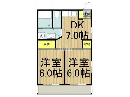 エスポワール(2DK/2階)の間取り写真