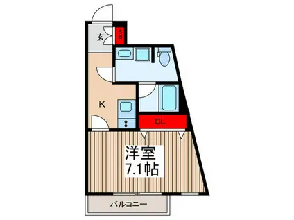 フォルターナ浦和元町(1K/3階)の間取り写真