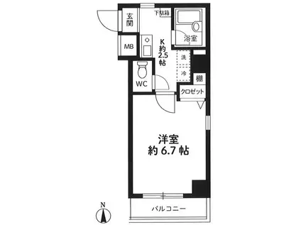 プエルト・オーヤマ(1K/3階)の間取り写真