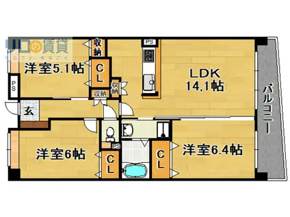 シャトレ秋桜(3LDK/2階)の間取り写真