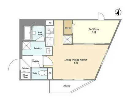 フラッフィー西早稲田(1LDK/2階)の間取り写真