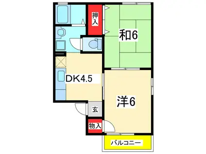 フルーヴ松波(2DK/1階)の間取り写真