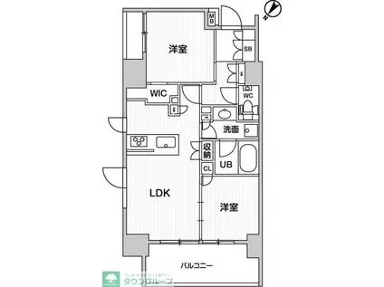 ディームス大井町(2LDK/3階)の間取り写真