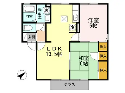 フロンティアS・II(2LDK/1階)の間取り写真