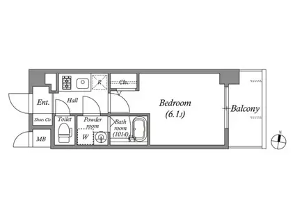CION KOBE BAYSIDE(1K/4階)の間取り写真