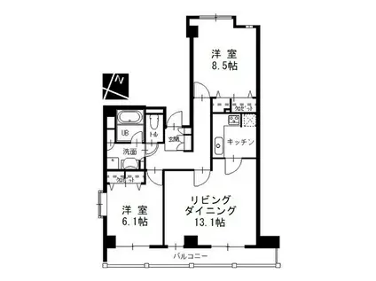 ケイジェイ・レジデンス覚王山(2LDK/4階)の間取り写真