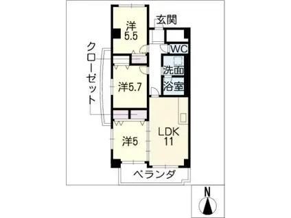 レジデンスタツミ(3LDK/2階)の間取り写真