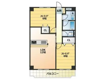 ラポール和幸(2LDK/2階)の間取り写真