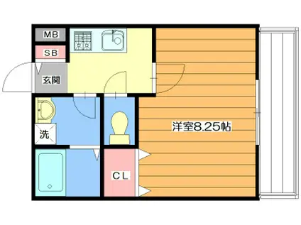 エレガンスII(1K/1階)の間取り写真