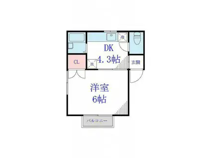 ヴェガ天台(1DK/2階)の間取り写真