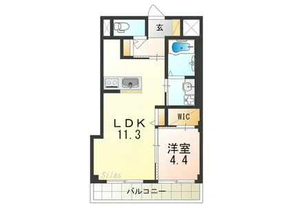 レヴォントゥレットII(1LDK/2階)の間取り写真
