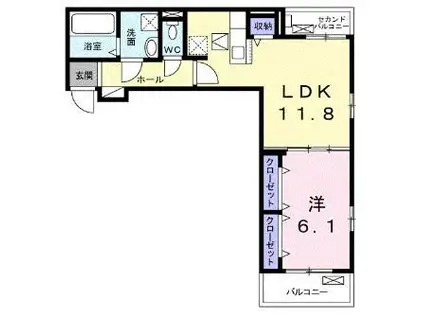 カサベルデ赤坂 A(2LDK/2階)の間取り写真