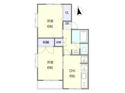 グランパレス(2DK/1階)の間取り写真