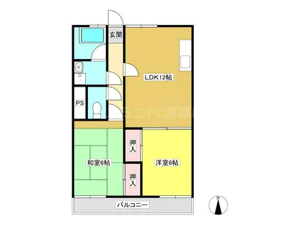 コーポ吉田(2LDK/3階)の間取り写真