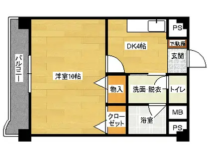 エルグランドーセ(1DK/3階)の間取り写真