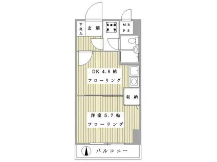 ライオンズマンション相模原第3(1DK/8階)の間取り写真