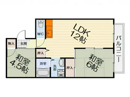 ヴァンヴェール(2LDK/2階)の間取り写真