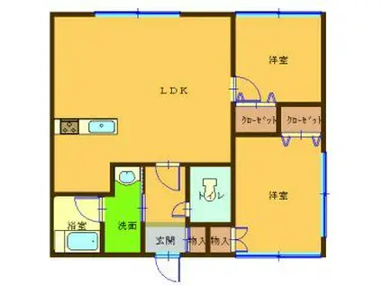 ローレルハイツ(2LDK/3階)の間取り写真