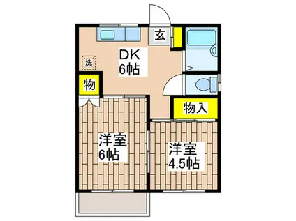 ハウゼ港南(2DK/2階)の間取り写真