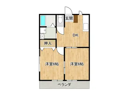 YKホーム(2DK/1階)の間取り写真