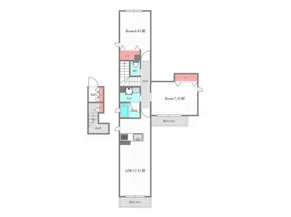 シャーメゾン放出II(1DK/2階)の間取り写真