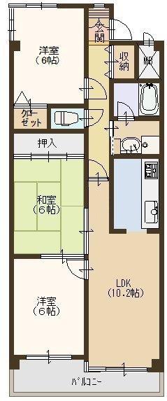 パークサイド・ナガイ(3LDK/4階)の間取り写真