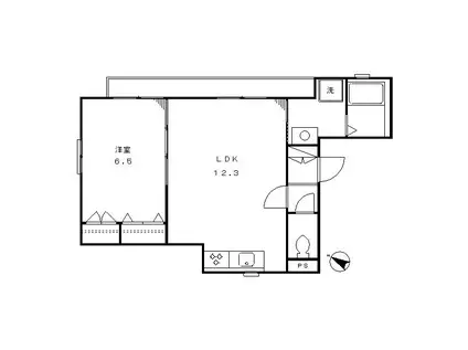 テラス大門(1LDK/2階)の間取り写真