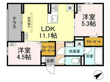アルスフィルド相模原(2LDK/1階)の間取り写真