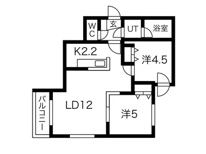 エルミタージュ山鼻(2LDK/4階)の間取り写真