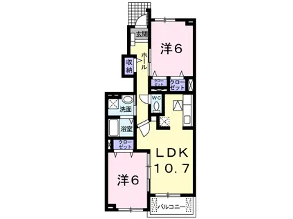 ラフィネロジュマンA(2LDK/1階)の間取り写真