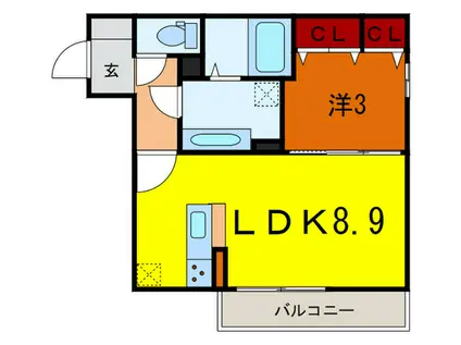 AQUILA上筒井(1LDK/2階)の間取り写真