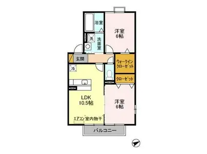 アヴァンセ八幡A・B(2LDK/2階)の間取り写真