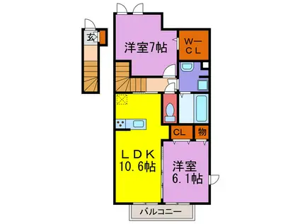 ESTASIA A棟・B棟(2LDK/2階)の間取り写真