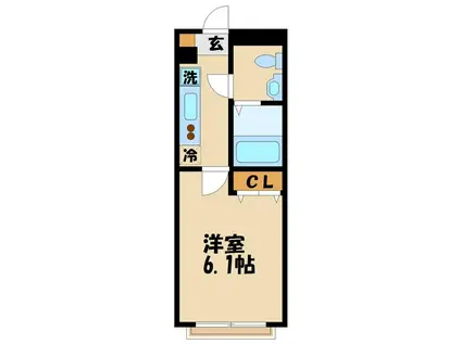 京王線 調布駅 徒歩7分 2階建 築16年(1K/2階)の間取り写真