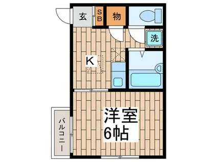 大穂ハイツ(1K/1階)の間取り写真