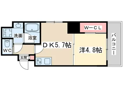 ノルデンハイム天満橋(1DK/3階)の間取り写真
