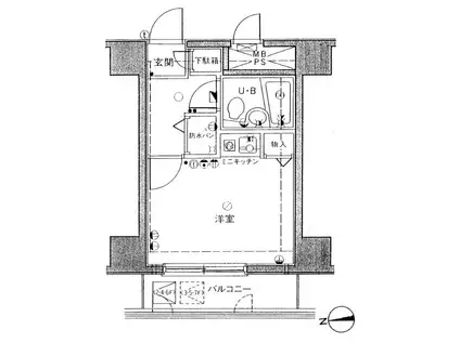ダイアパレス千鳥町(ワンルーム/7階)の間取り写真