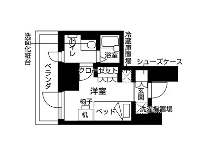 ウエリスアイビー旗の台(ワンルーム/3階)の間取り写真