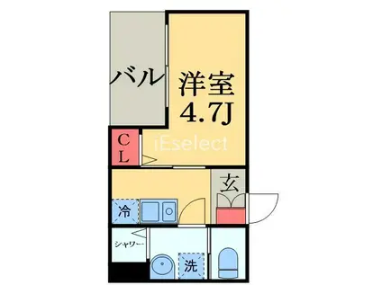 MELLAS京成稲毛(1K/3階)の間取り写真