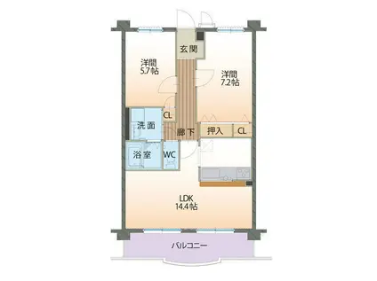 レジデンス柿下(2LDK/1階)の間取り写真