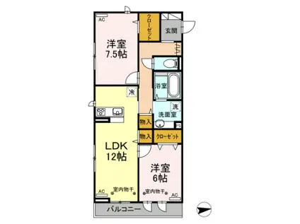 ラフィナージュ(2LDK/2階)の間取り写真