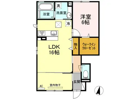 D-ROOM シャトルガーデン FS(1LDK/1階)の間取り写真