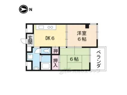 ヴィランセンワ丸太町(2DK/4階)の間取り写真