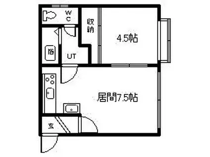 東聖コーポ(1DK/1階)の間取り写真