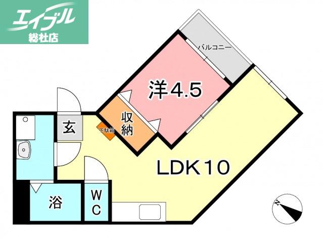 シャレーミーユ(1LDK/2階)の間取り写真