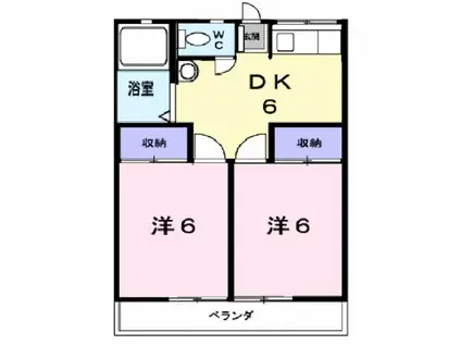 パルク大成I(2DK/2階)の間取り写真