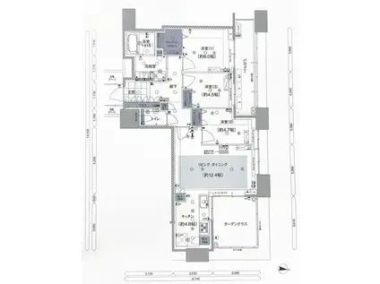 アイランドシティ オーシャン&フォレストタワーレジデンスイースト(3LDK/14階)の間取り写真