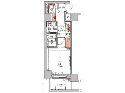 ハーモニーレジデンス東京イーストゲート(1K/1階)の間取り写真